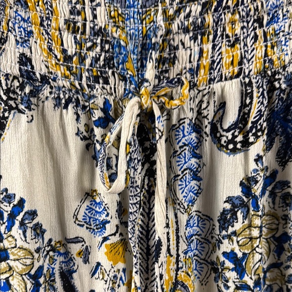 Maurices Blue and Yellow Patterned Straight Leg Pants - Picture 2 of 6